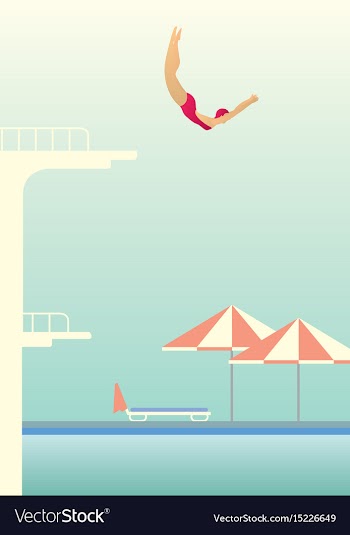 In the pool vector image