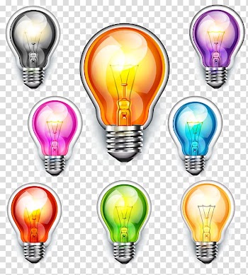 Incandescent light bulb Color, Color cartoon light bulb transparent background PNG clipart