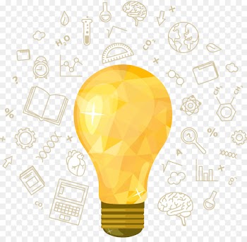 Incandescent light bulb Idea Creativity - Yellow bulb with educational element vector material 