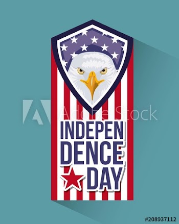 independence day america ribbon flag usa shield eagle vector illustration