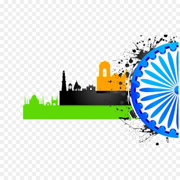 India Ashoka Chakra Stock photography Royalty-free Illustration - Hand-painted city silhouette 