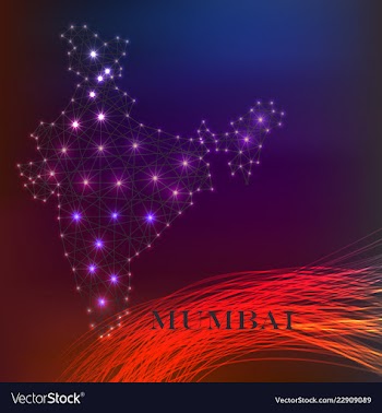 India map of polygonal mosaic lines rays and vector image