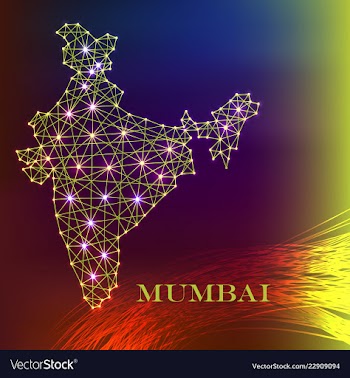 India map of polygonal mosaic lines rays and vector image