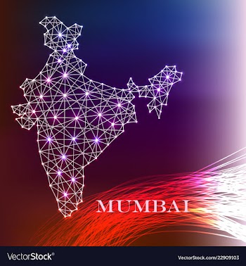 India map of polygonal mosaic lines rays and vector image