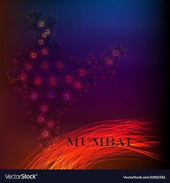 India map of polygonal mosaic lines rays and vector image