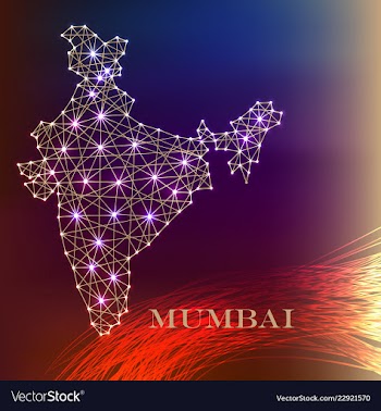 India map of polygonal mosaic lines rays and vector image
