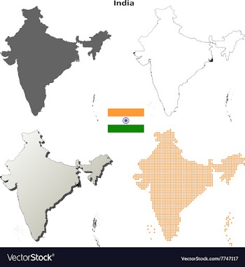 India outline map set vector image