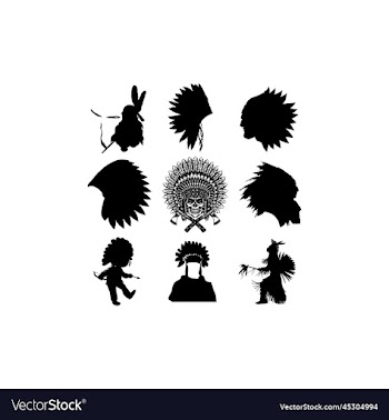 indian apache set silhouette design