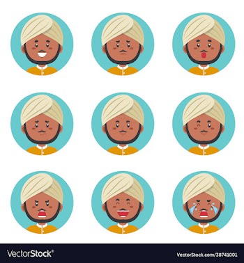indian avatar with various expression