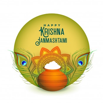 Indian festival of happy janmashtami greeting Free Vector