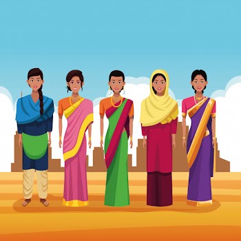 Indian group of india cartoon Free Vector