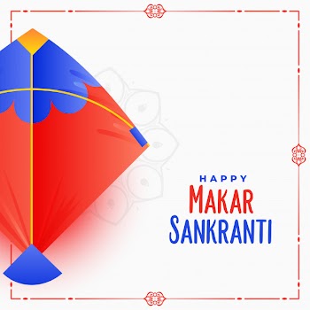 Indian makar sankranti festival card design with kite Free Vector
