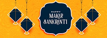 Indian makar sankranti festival of kites banner design Free Vector