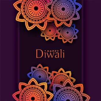 Indian pattern happy diwali festival illustration Free Vector