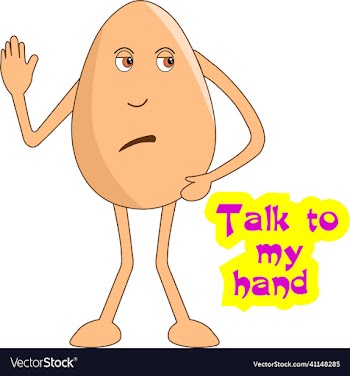 indian themed egg cartoon saying talk to my hand