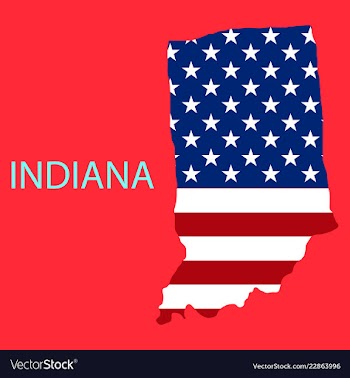 Indiana state of america with map flag print on vector image