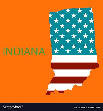 Indiana state of america with map flag print on vector image
