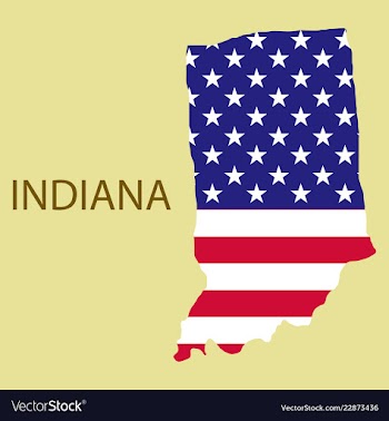 Indiana state of america with map flag print on vector image