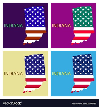 Indiana state of america with map flag print on vector image