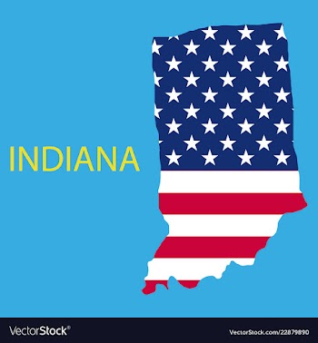 Indiana state of america with map flag print on vector image