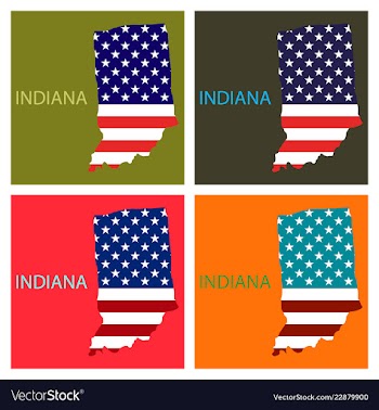 Indiana state of america with map flag print on vector image