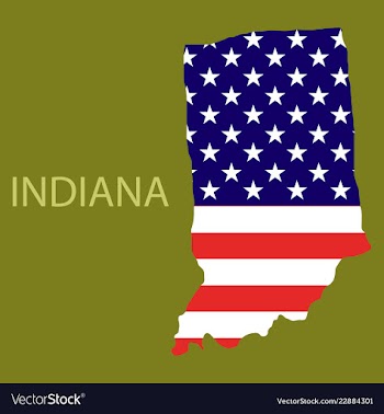 Indiana state of america with map flag print on vector image