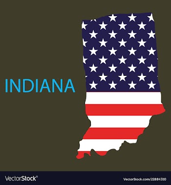 Indiana state of america with map flag print on vector image