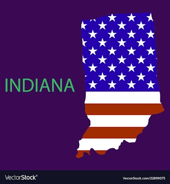 Indiana state of america with map flag print on vector image