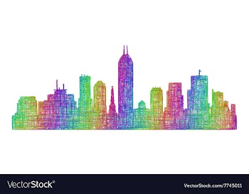 Indianapolis skyline silhouette - line art vector image