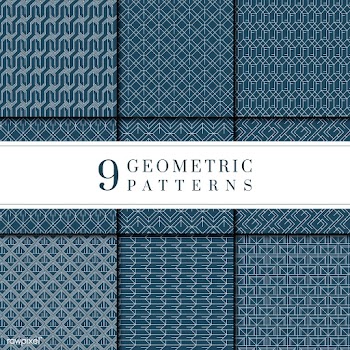 Indigo tie-dyed geometric pattern collection | Free stock vector - 544334