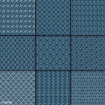 Indigo tie-dyed geometric pattern collection | Free stock vector - 544341