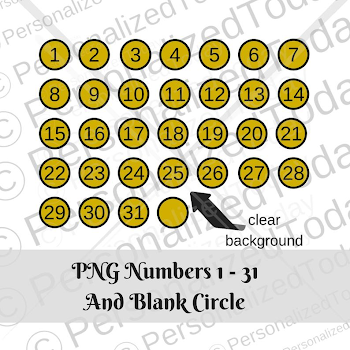 Individual PNG Images Gold and Black Circled Numbers 1 31 | PNGio