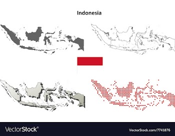 Indonesia outline map set vector image