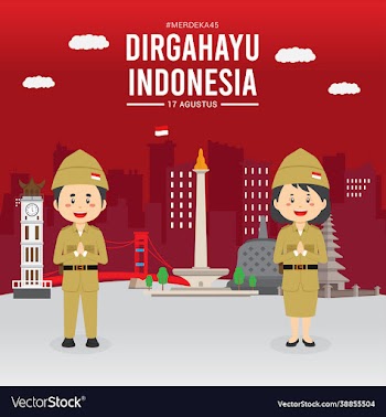 indonesian independence day with character