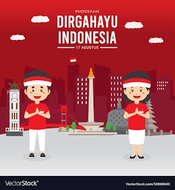 indonesian independence day with character