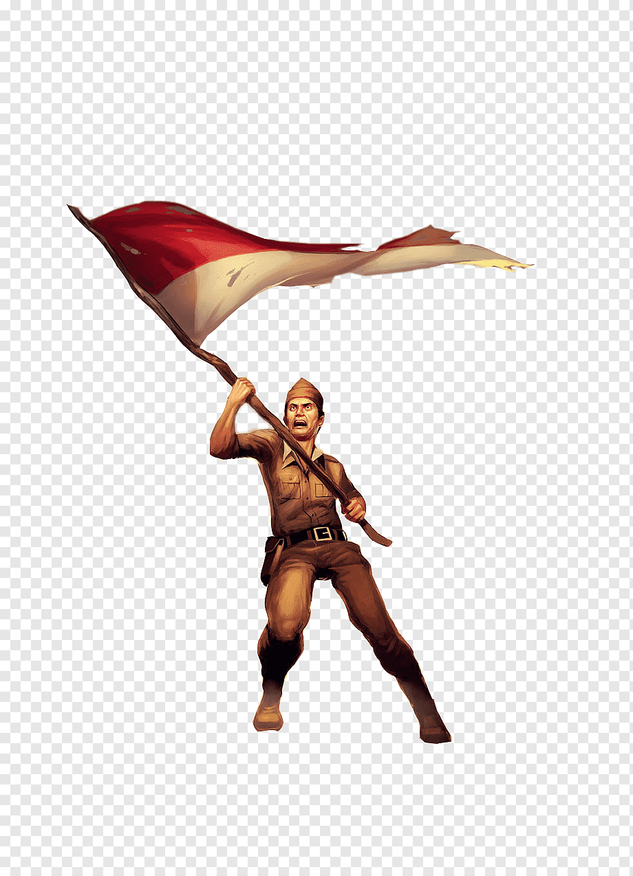 Indonesian National Revolution Proclamation of Indonesian Independence Battle of Surabaya Hero, indonesia, soldier waving flag illustration, fictional Characters, fictional Character, country png