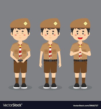 indonesian pramuka character with expression