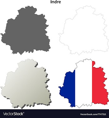 Indre Centre outline map set vector image