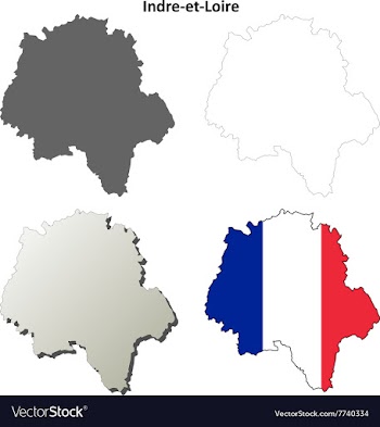 Indre-et-Loire Centre outline map set vector image
