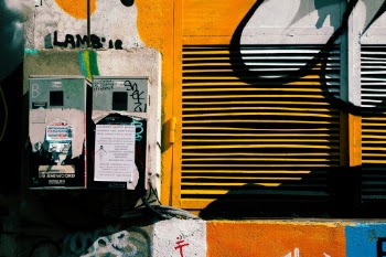 Industrial construction with graffiti