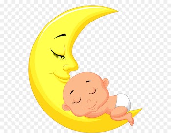 Infant Child - Cartoon moon with baby PNG material 