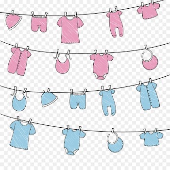 Infant clothing - Vector hanging baby clothes 