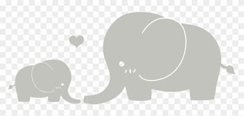 Infant Elephant Mother Silhouette Clip Art - Elephant And Baby Elephant Cartoon