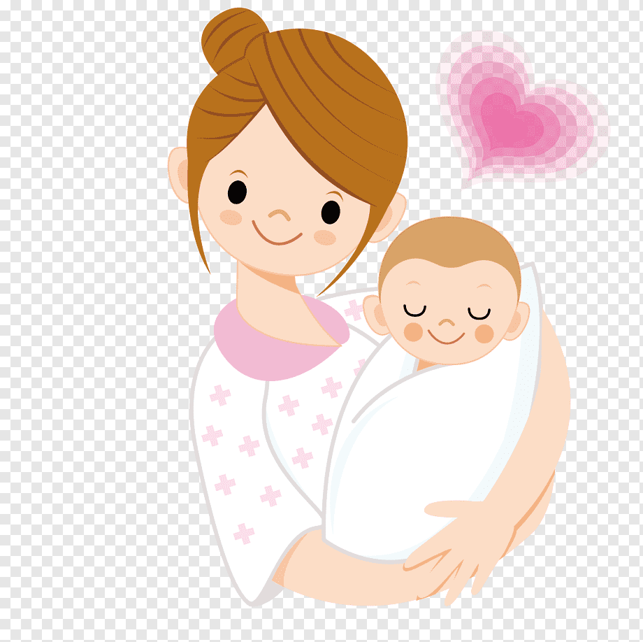 Infant Mother Cartoon, Mother holding a baby, woman carrying baby animated illustration, love, baby Announcement Card, child png