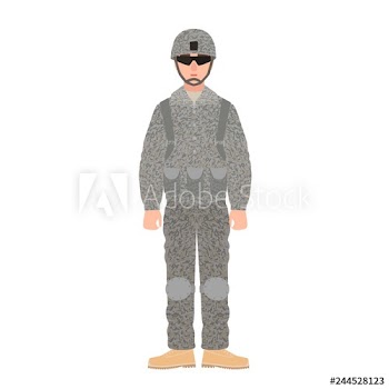 Infantryman of USA armed forces wearing combat uniform, helmet and glasses