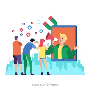 Influencer concept for landing page Free Vector