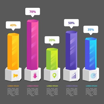 Infographic 3d bars template Free Vector