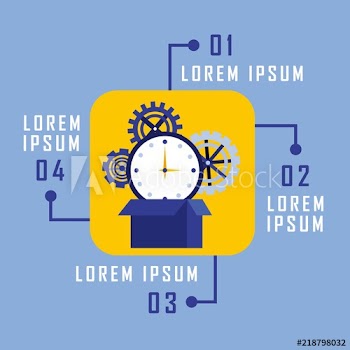 infographic business flowchart clock gear work