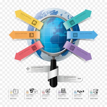Infographic Diagram Chart Business - Vector magnifying glass globe and arrows 
