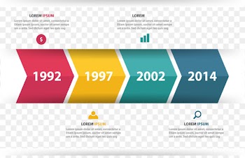Infographic Diagram Icon - Color right arrow time axis 